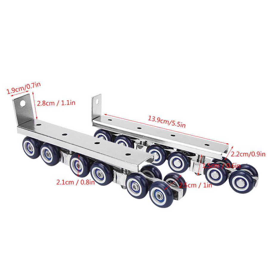1 Pair 12 Wheels Sliding Door Rollers Hanging Wheels Silent Rail Wheel Load 75kg