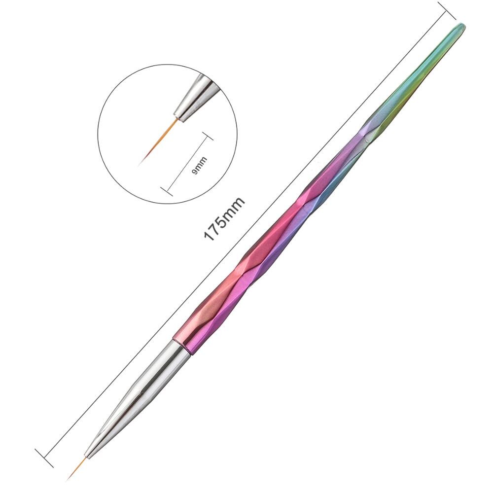1 pièces strass diamant brosse à ongles Nail Art manucure brosses ensemble ligne fleur stylo pointillage peinture bricolage acrylique brosse à ongles Liner: 10