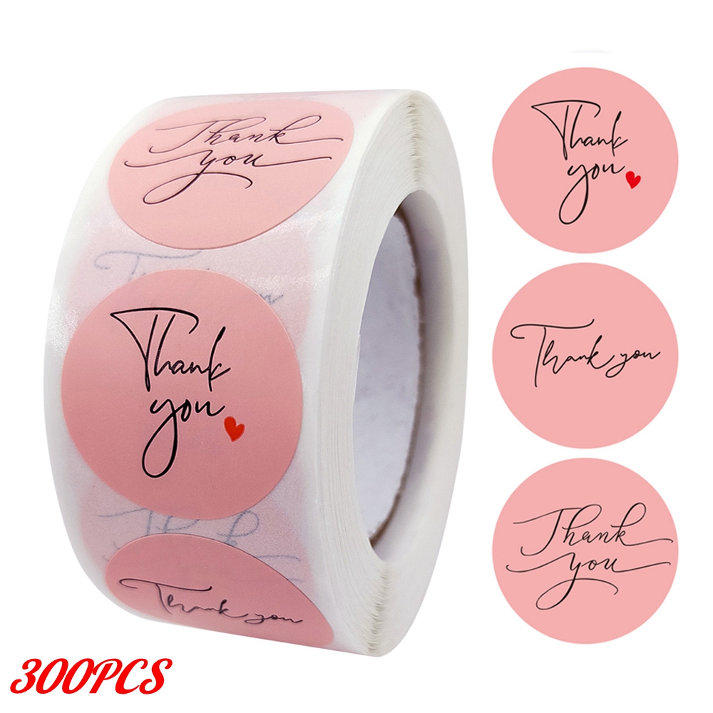 50-500pcs Pink Thank You Stickers for packaging Envelope Seal Labels Handmade decor for Small Business Stationery Sticker: F-300pcs