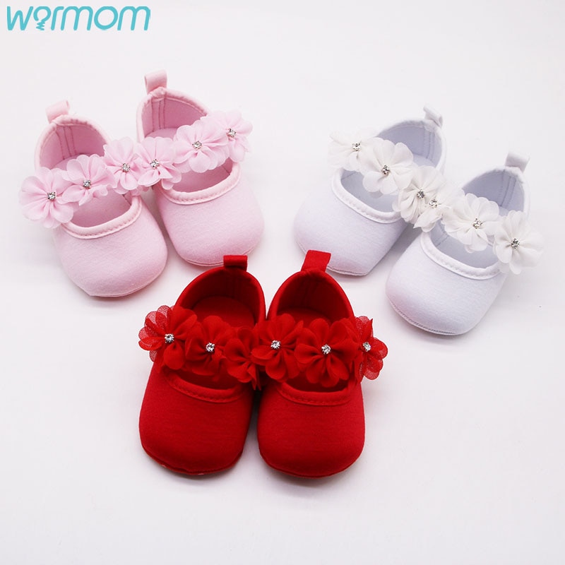 Warmom Mode Baby Schoenen Voor 0-1Y Zachte Bodem Antislip Peuter Bloem Heldere Diamant Prinses Schoenen Pasgeboren Baby Schoenen sok