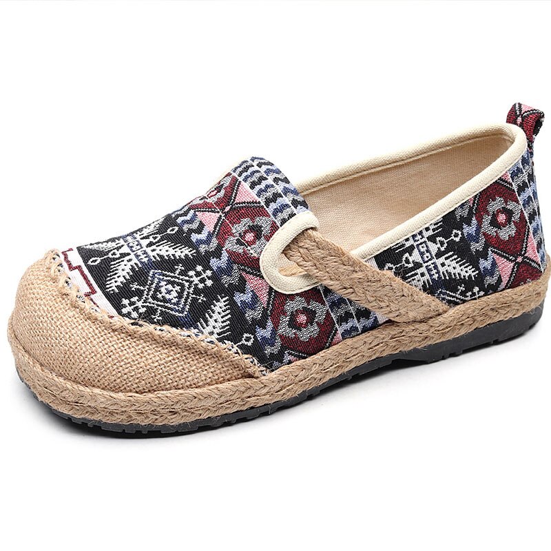 SONDR bordado vintage casual mujeres zapatos chinos planos slip on zapatillas mujer primavera y otoño oxfords punta redonda ayakkabi: black / 7