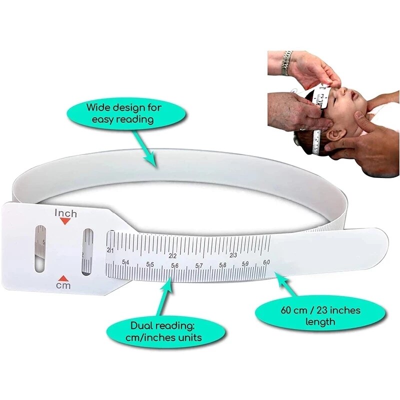 3pcs Head Circumference Tape Measure for Pediatrics, Baby, Babies - Plastic, Reusable, Non-Stretchable with End Insert