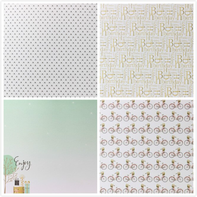 KSCRAFT 12pcs 6" Single-side Printed Birthday Party pattern papercraft art paper handmade scrapbooking kit set book