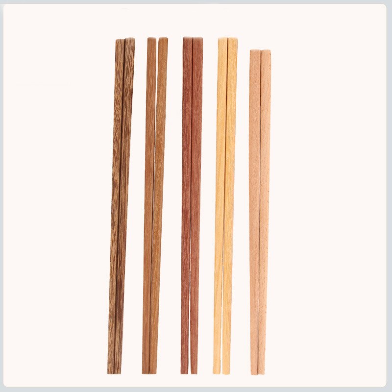 BalleenShiny 5 par chińskich naturalne drewniane bambusowe pałeczki bez lakieru bez wosku zdrowe jedzenie naczynia Sushi siekać kije Tablewrae