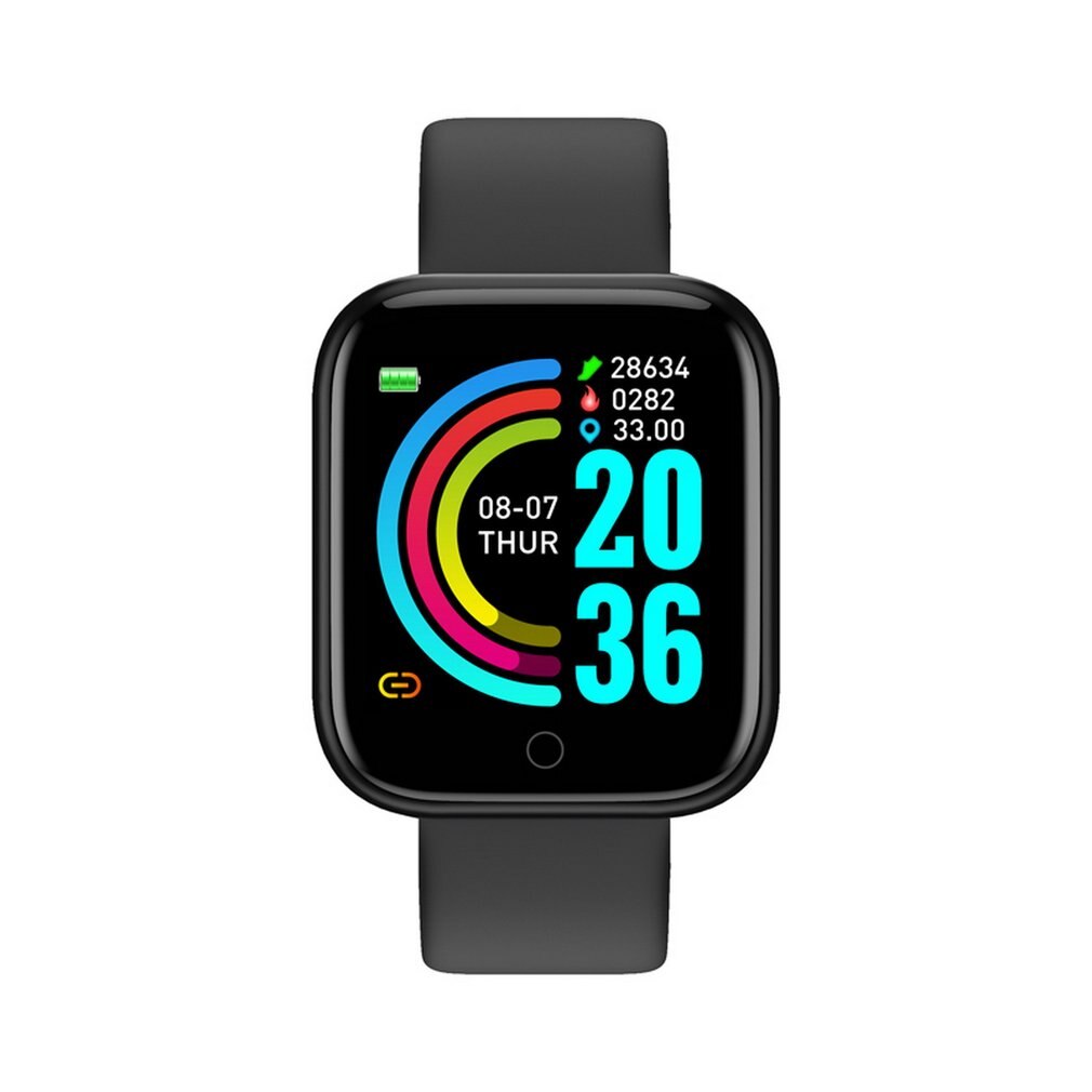 Smart Watch Y68 Waterproof Bluetooth Sport Smartwatch Men for Iphone Fitness Tracker Heart Rate Monitor Women on Wrist: black