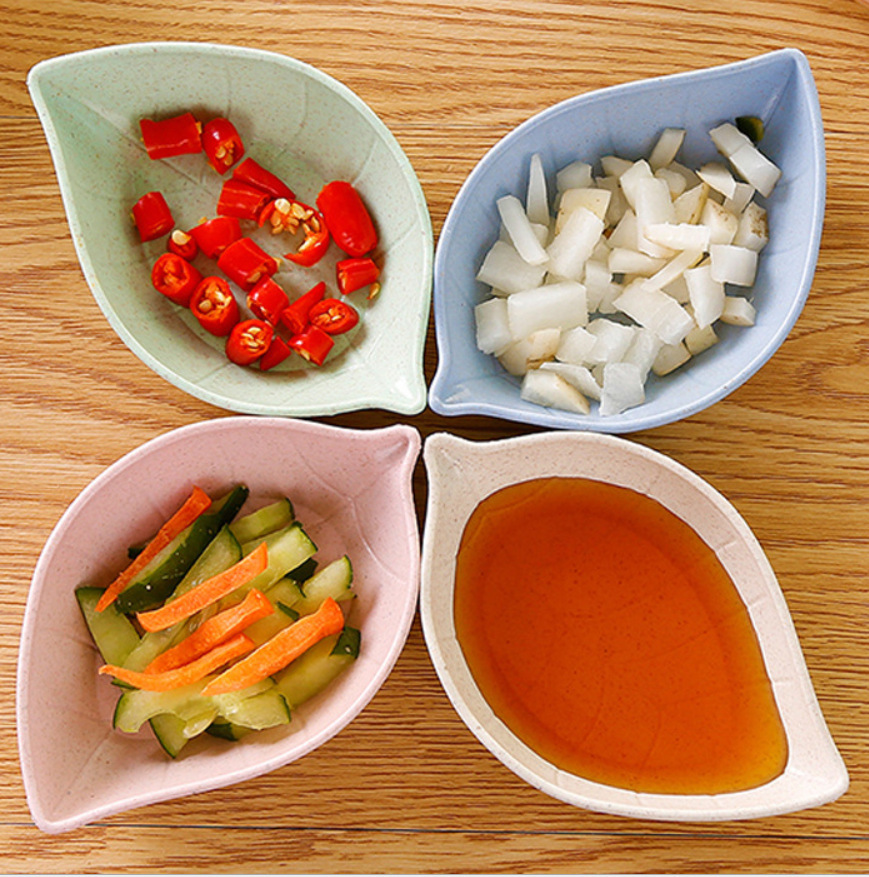Assiettes à assaisonnement en forme de feuille, assiette à Sauce, vinaigre saveur de sel, blé fournitures de cuisine polyvalentes petit déjeuner 1 pièce