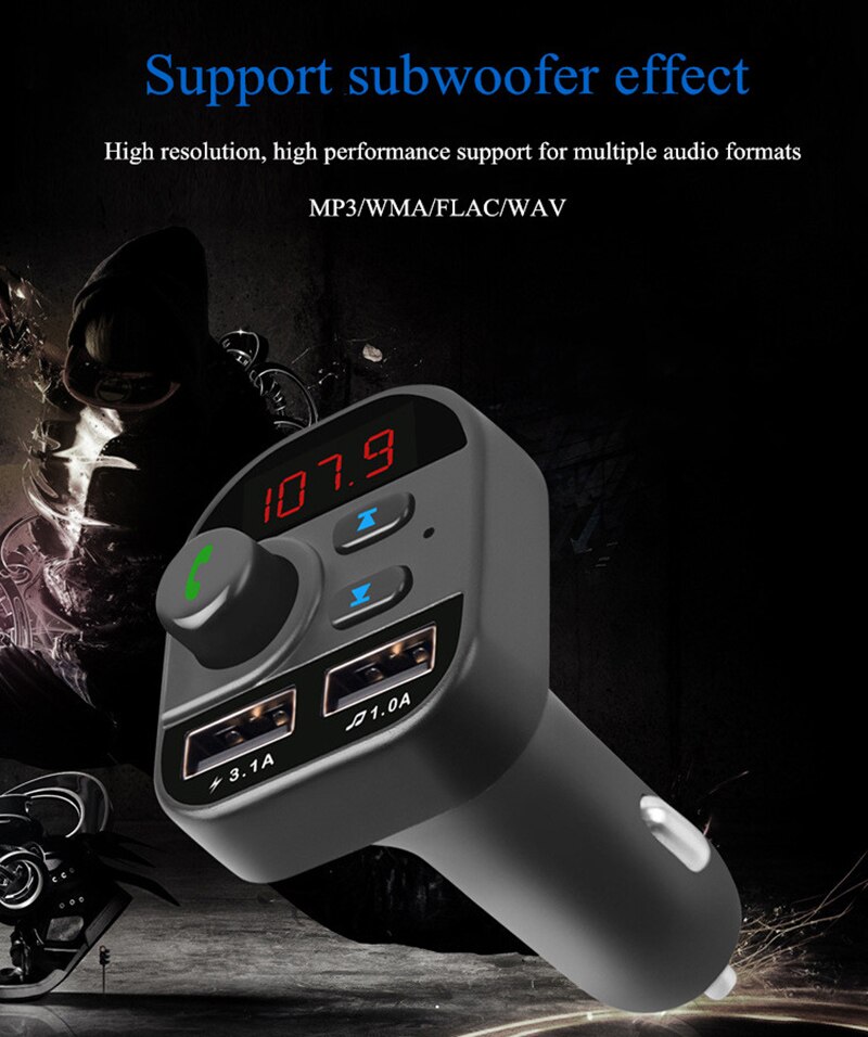 Bluetooth Car Kit Draadloze Fm-zender Dual Usb Charger Audio MP3 Speler Bluetooth Car Kit Draadloze Oplader