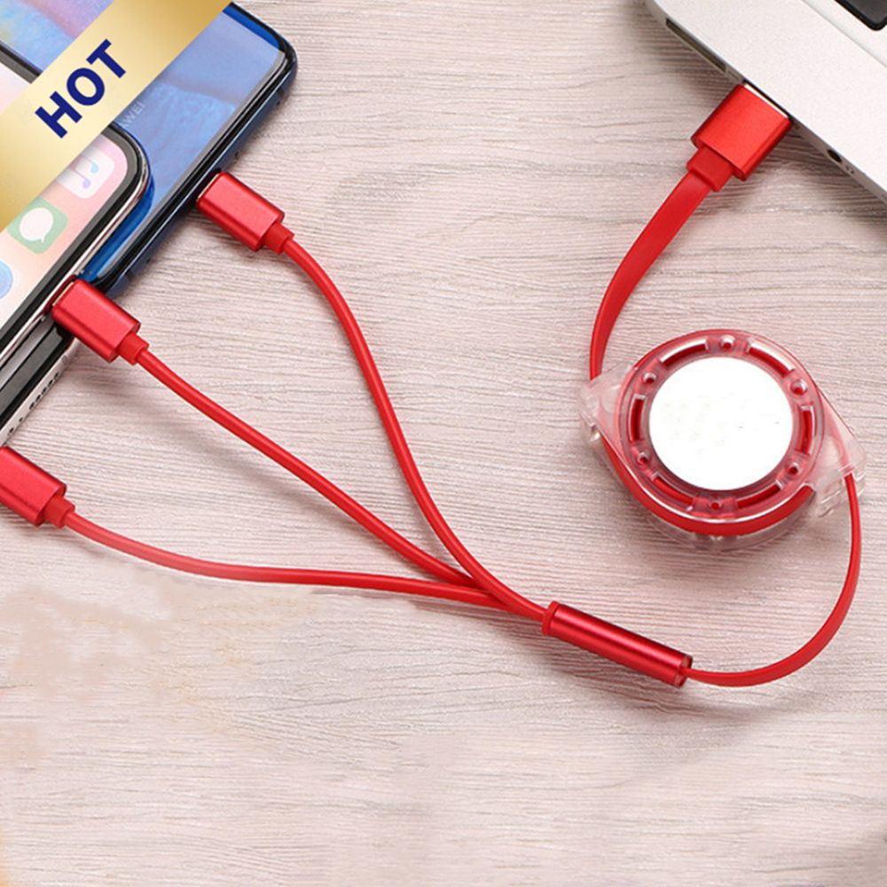 Multi Functionele 3 In 1 Usb Kabel Duurzaam Snelle Oplaadkabel Intrekbare Universele Telefoon Kabel Voor Iphone En Android