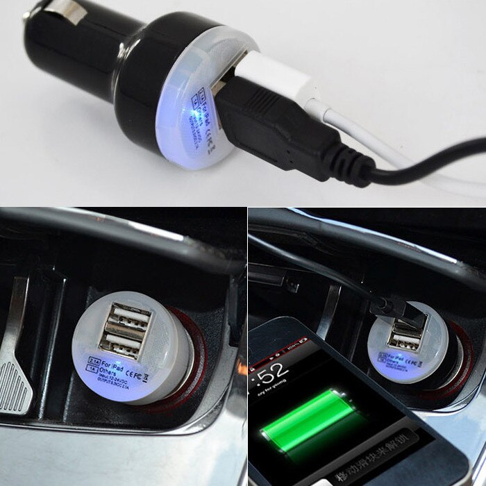 Neue 2-Hafen Mini Universal- Dual USB Auto Ladegerät Adapter Kugel 5V 2,1 A + 1A Für iPhone Clever Telefon