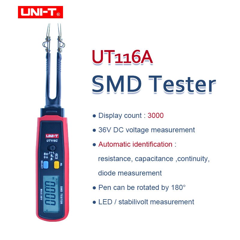 UNI-T Smd Tester UT116A UT116C Multimeter Auto Range Weerstand Capaciteit Diode (Rcd) Led Zener Dcv Continuïteit Batterij Tester: UT116A