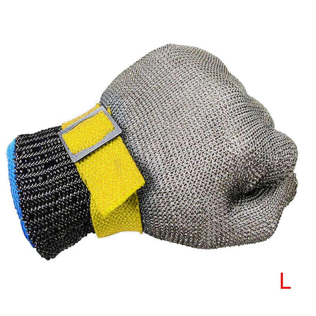 Anti-cut Gloves Safety Cut Proof Stab Resistant Stainless Steel Wire Metal Mesh Butcher Cut-Resistant Gloves Protective Tools: yellow L