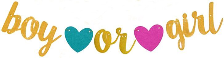 1 ensemble banderole en papier mignonne | Banderole de fête prénatale Oh Baby Oh Boy ou Girl amour cœur, drapeau décoration de fête, guirlande banderole révélateur de sexe: boy or girl