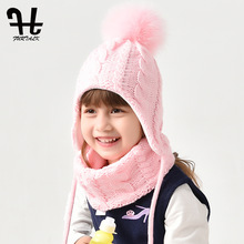 FURTALK Kids Hat and Scarf Set for Girls and Boys Fleece Knit Winter Hats Child Pompom Hats Warm Beanies cap for 2-6 years old