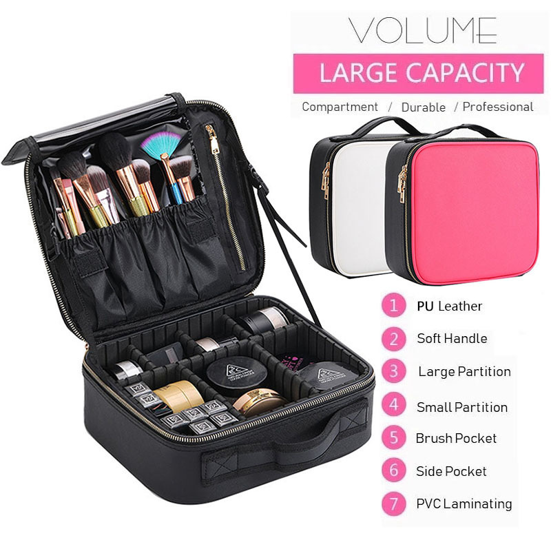 Female Beauty Makeup Case Brushes Organizer Storage Box Bolsa Maquillaje Women Cosmetic Bag For Makeup Suitcase