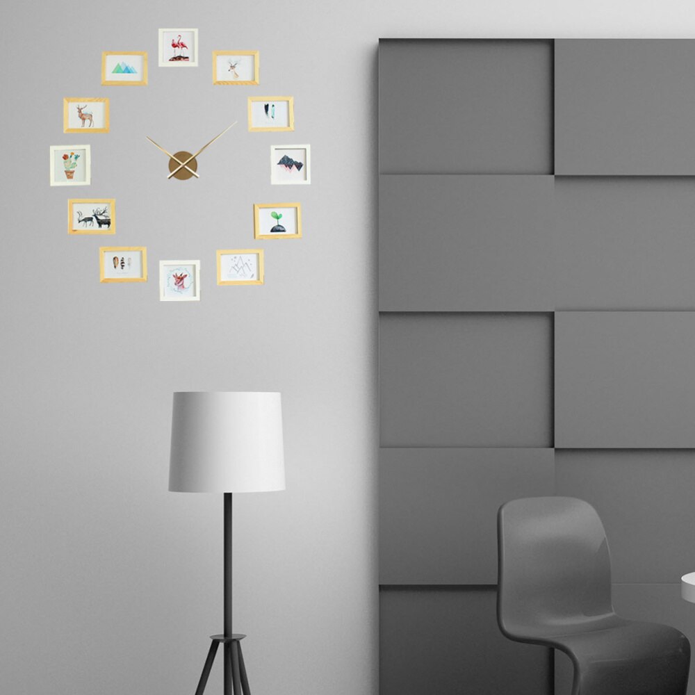 Manecillas de reloj de punto de cruz grandes DIY, agujas, Relojes de pared 3D, decoración artística para el hogar, accesorios de mecanismo (negro, sin batería): Golden