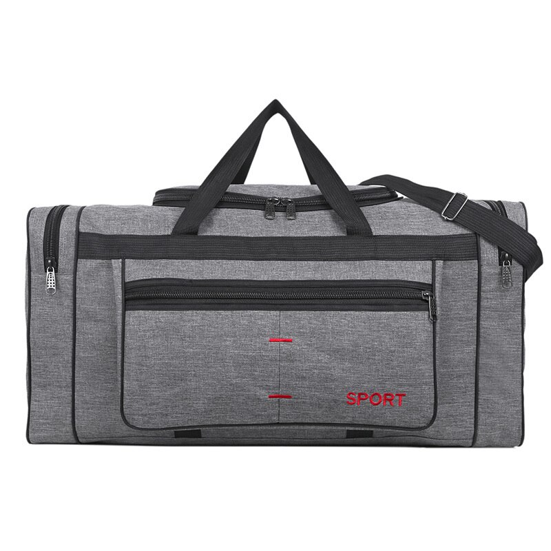 Bolsa de viaje de gran capacidad para hombre y mujer, bolso grande de lona impermeable para viaje de fin de semana, equipaje de mano, bolsas de almacenamiento de embalaje: Gray Travel bag