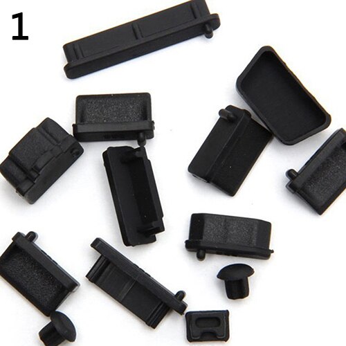 Conjunto Silicone Anti Poeira Tampa Da Ficha Stopper Para Laptop poeira plugue dustproof plugue poeira usb Acessórios de Computador: Black