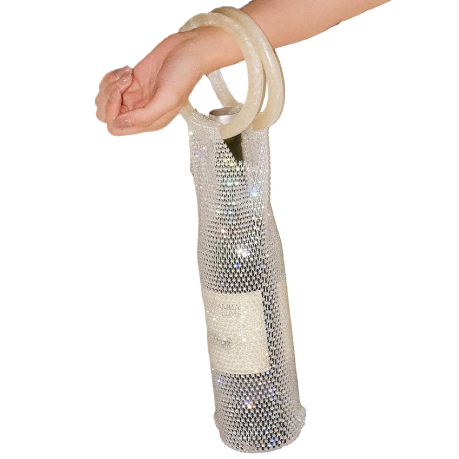 Draagtas voor wijnflessen, draagbaar, herbruikbaar, met mesh hoes en hars handvat, voor reizen, picknick, Kerstmis, verhuizing