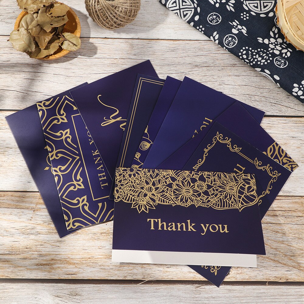 5Pcs Gold Embossed Thank You Cards Blank Note Cards with Envelopes Letter Perfect Greeting Business Wedding Card