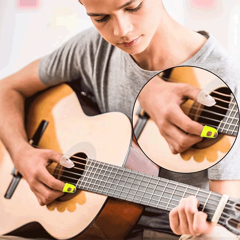 Guitar silikone fingerspidsbeskytter gel finger beskyttelsesstrenge fingerguards tommelfinger neglebeskyttelsesovertræk
