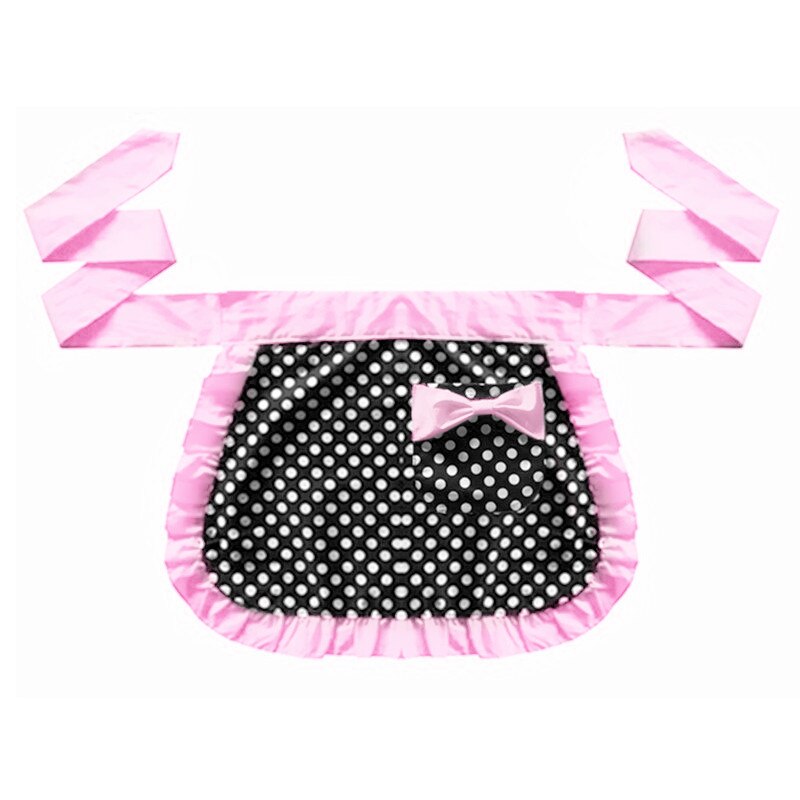 Cute Princess Polka Dots Apron Lace-up Bowknot Cloth Half-length Housekeeping Restaurant Cooking Work Cleaning Tools Aprons: Pink
