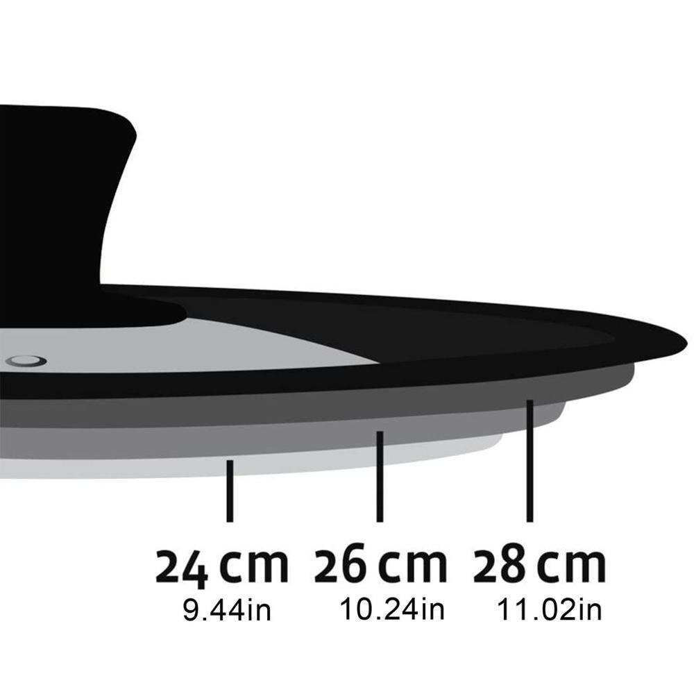 Kitchen Visible Pan Lids Multifunction Stainless Steel Visual Lid Anti-Fall Tempered Glass Silicone Lid Kitchen Accessories: 24-26-28cm