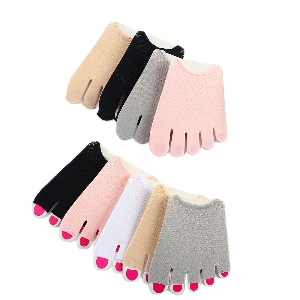 Summer Cotton Half Palm Five Fingers Socks Ladies Invisible Thin High Heel Front Foot Open Toe Hosiery Non-slip