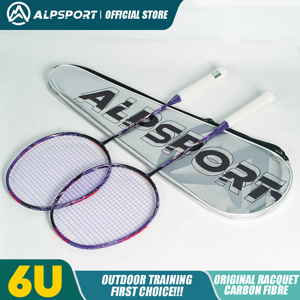 ALPSPORT Asura 6U MAX 38LBS G5 Black Badminton Racket Full Carbon Fiber Original Pro Offensive for Teens & Outdoor Sports
