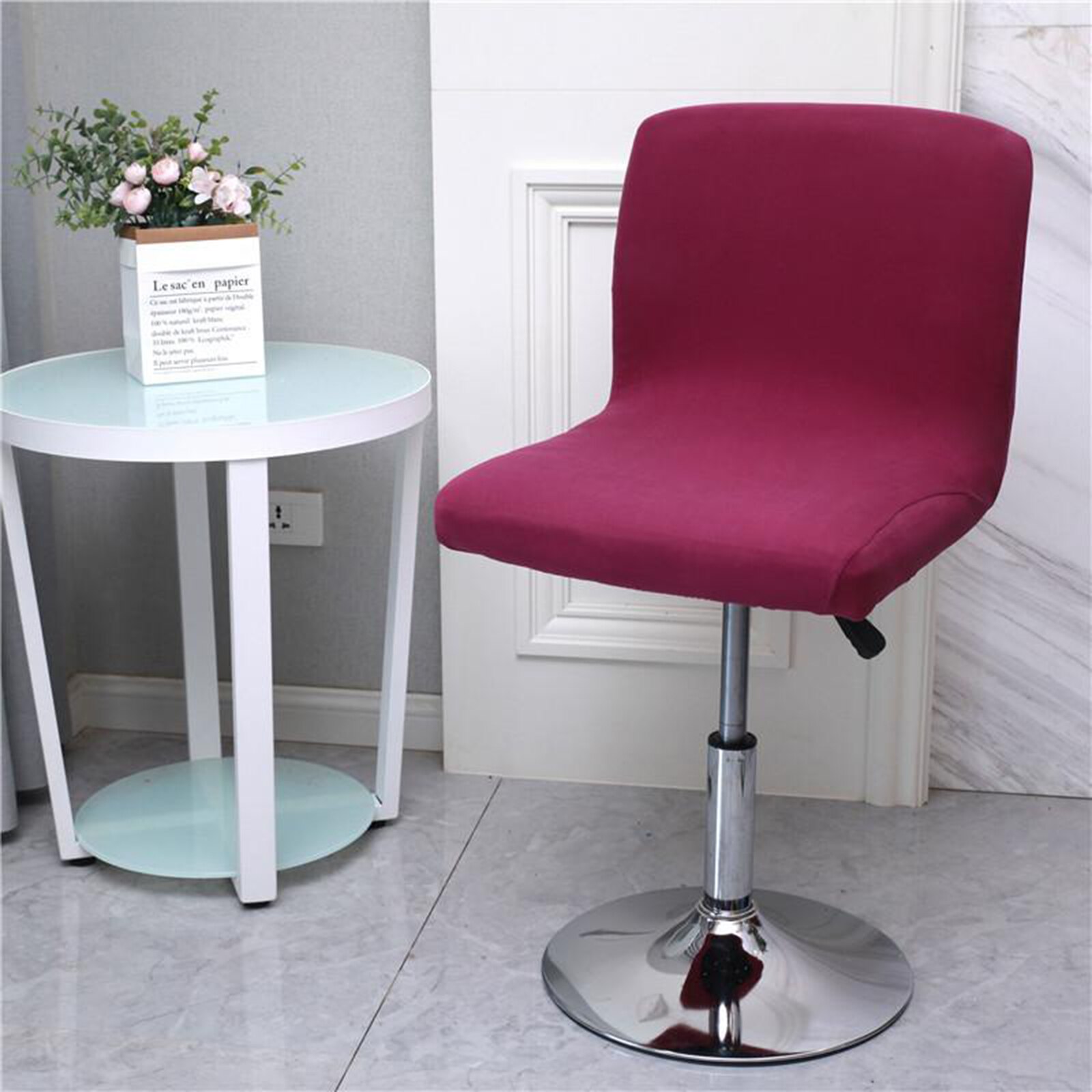 1x Bar Stool Chair Cover Low Back Resturant Hotel Dining Chair Slipcovers Chair Seat Protector: wine red