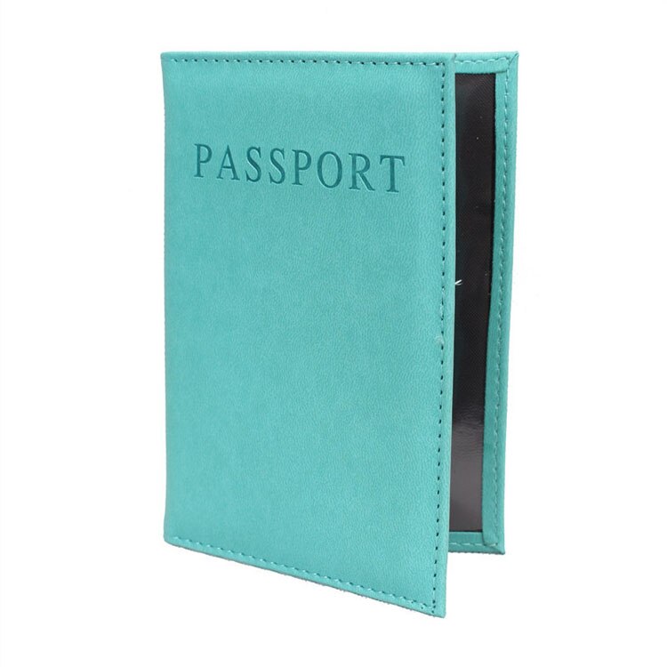 OKOKC English Alphabet Solid Passport Cover PU Passport Package Travel Tickets Passport Holder Travel Accessories: Blue