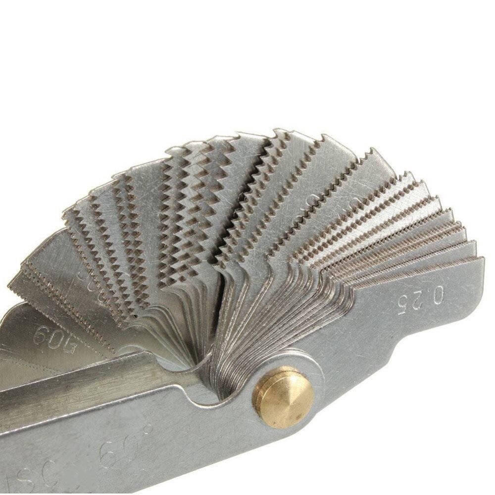 4pcs Screw Gauge set Thread Pitch Gage set 52 blades 60 degree metric 55 degree Whit Worth Lock device center gauge