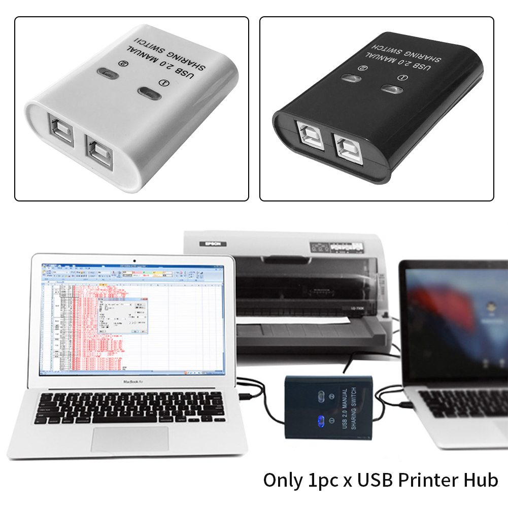 2In1 Out Usb Printer Hub Handleiding Lange Afstand 2 Port Home Office Compact Elektronische Knop Plug En Play Splitter Converter