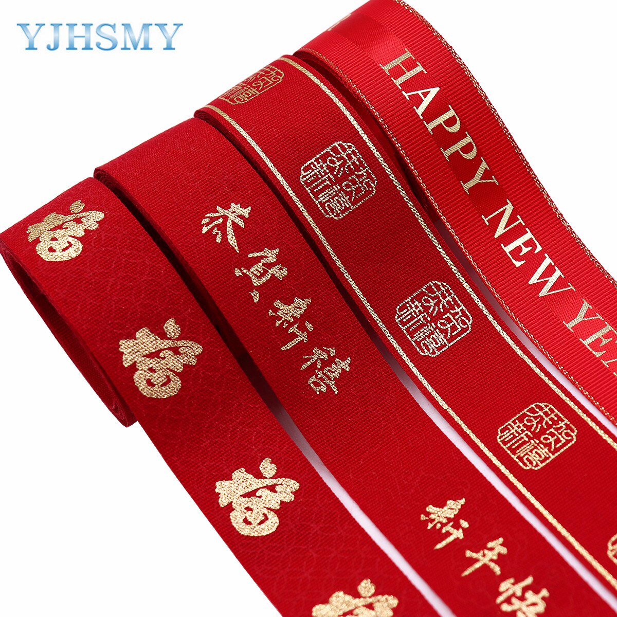 Chinese Year Ribbon Happy Year Ribbon Decorative Ribbon for Hair Bows Lanyards Wrapping Party Decor Sewing Craft 5 Yards