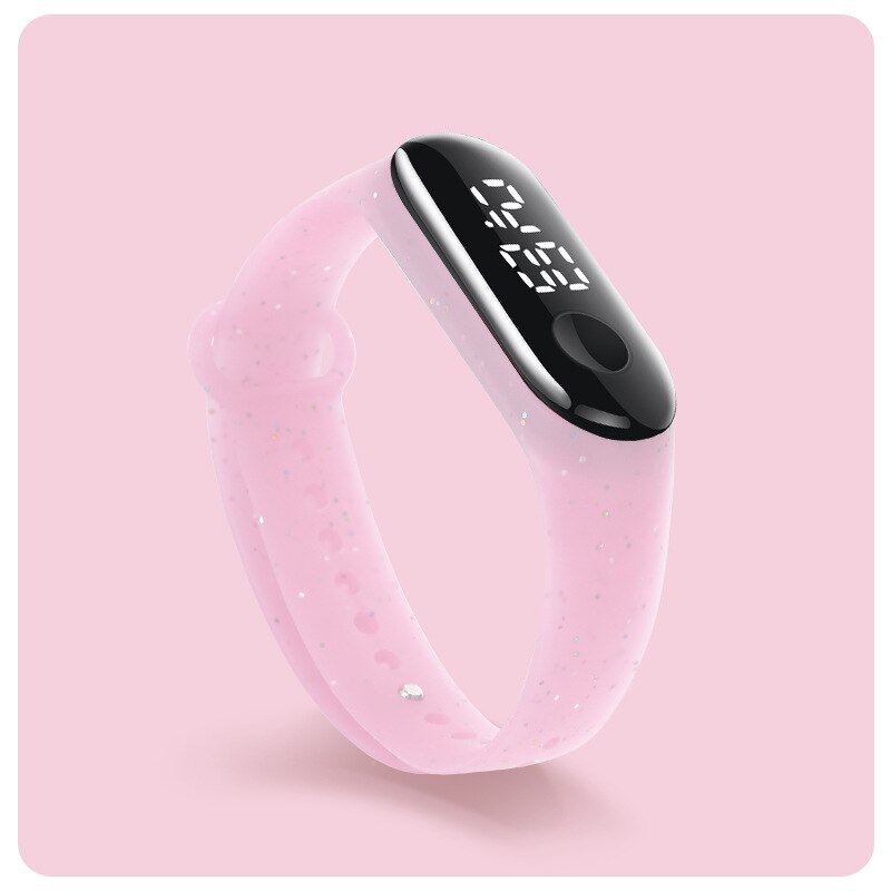 Reloj deportivo para niños y adolescentes, pulsera Digital Led ultraligera con correa de silicona, resistente al agua, Unisex: Pink