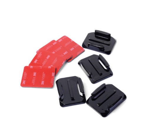 2 pcs Flat Mounts + 2pcs Curved Mounts + 3M Stickers Helmet Mount Holder Adapter for Gopro Hero 4 3+ 3 2 SJCAM