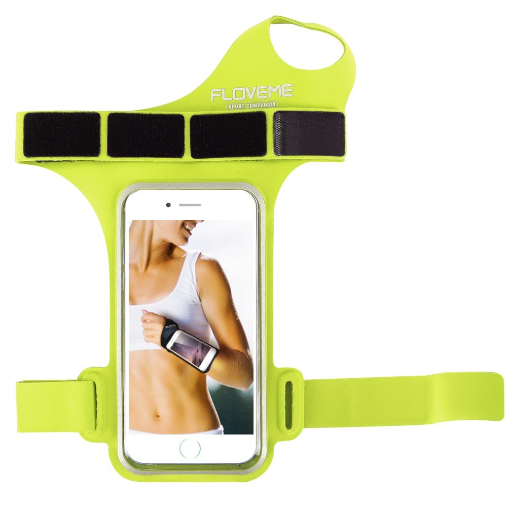 FLOVEME kciuk opaska na ramię Sport torba na telefon etui na iPhone 7 8 Plus jazda na rowerze Finger Control Sport dla Xiaomi Wrist Band skrzynki pokrywa: For iPhone 6 6s / Green
