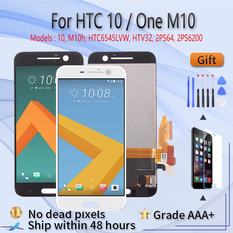 Pantalla LCD Original para HTC One M10, montaje de repuesto con cristal táctil LCD para HTC 10, pantalla M10h, 2PS64, 2PS6200, negro y blanco