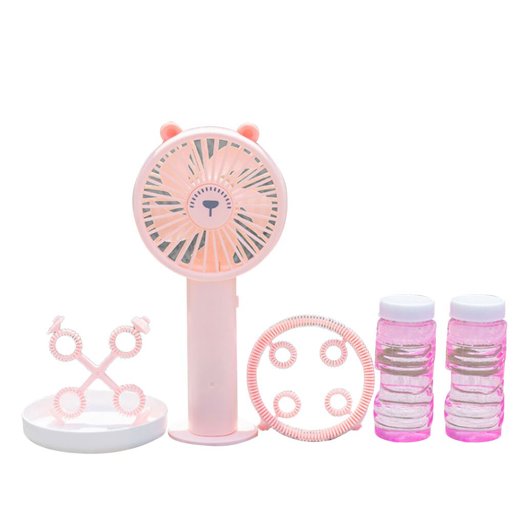 2-in-1 Mini Elektrische Karikatur Ebene Handheld blasiert Gebläse Maschine Kühl draussen Tragbare Mini Karikatur blasiert Maschine Fan: Rosa Bär