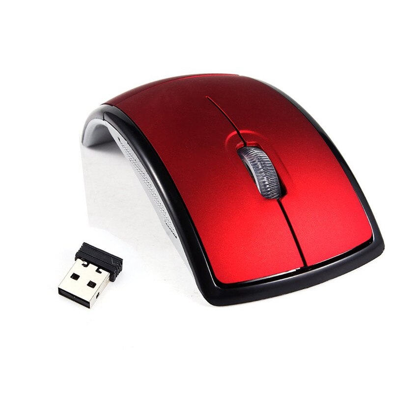 Trådløs mus 2.4g datamaskinmus sammenleggbar reisenotisbok mute mus minimus usb nano-mottaker for bærbar pc stasjonær gamer: Rød