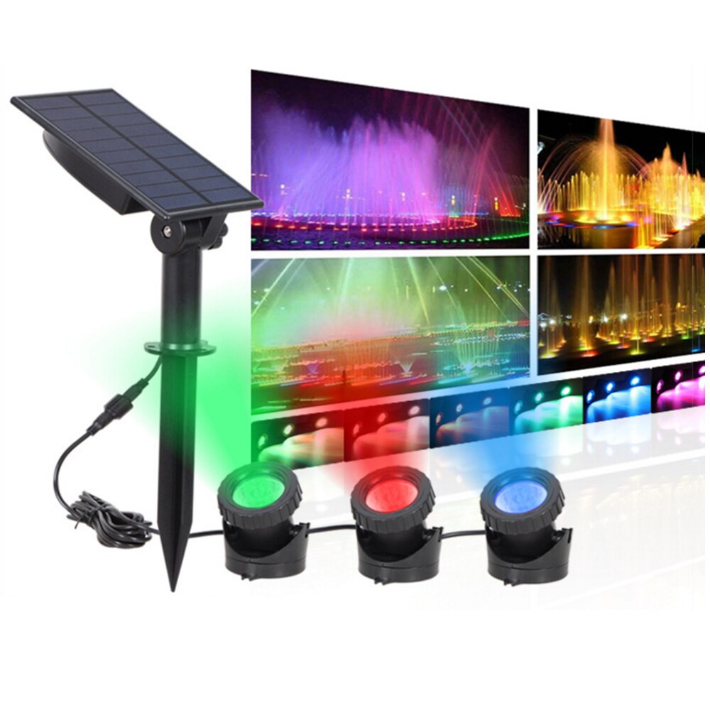 Solar RGB LED Underwater Light Garden Lawn Pond Light IP68 Waterproof Landscape Spotlight Pond Submarine Projector Light