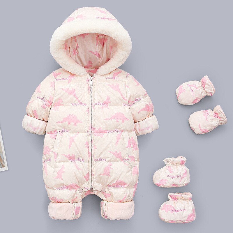 -30 Graden Russische Kinderen Winter Kinderkleding Down Jas Jongens Bovenkleding Jassen Dikker Fluwelen Snowsuits Baby Meisje Kleding: Pink / 6m