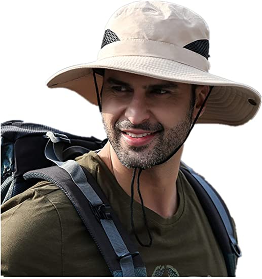 Boonie Hat Men Fishing Hat Anti-UV Protection Sun Outdoor Sun Hats Foldable Fishing Wide Brim Bucket Safari Hat Caps: Khaki