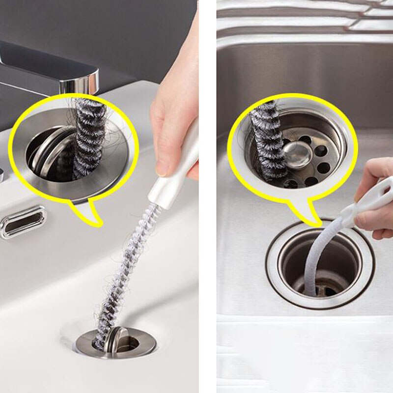 Pipeline Dredging Brush Spiral Sink Hair Pick Up Cleaning Sewer Dredging Brush Bendable Bathroom Kitchen Dredge Clean Brush