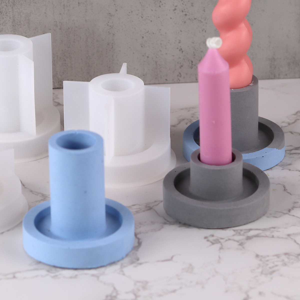 Candelabro redondo de hormigón, molde de silicona, yeso hecho a mano, soporte de vela de resina epoxi, moldes artesanales, de arte, decoración del hogar