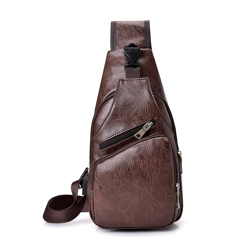 Crossbody Tassen Voor Mannen Korte Trip Sling Borst Bag Casual Messenger Bags Mannelijke Schoudertas Diagonaal Back Pack Bolsos: Leather Deep Brown