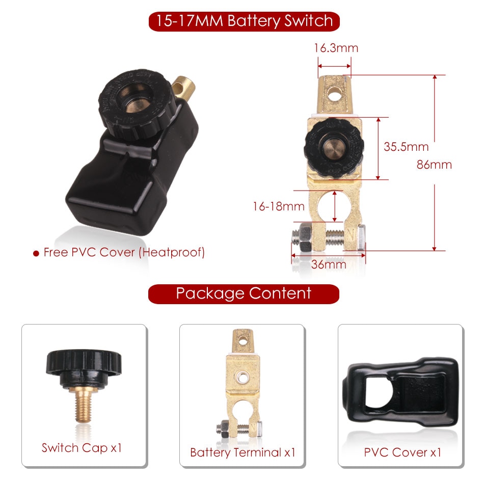 Batterij Disconnect Switch Top Mount Knop Afgesneden Master Kill Terminal Negatieve Klem Adapter forCar Voertuig Truck Boot