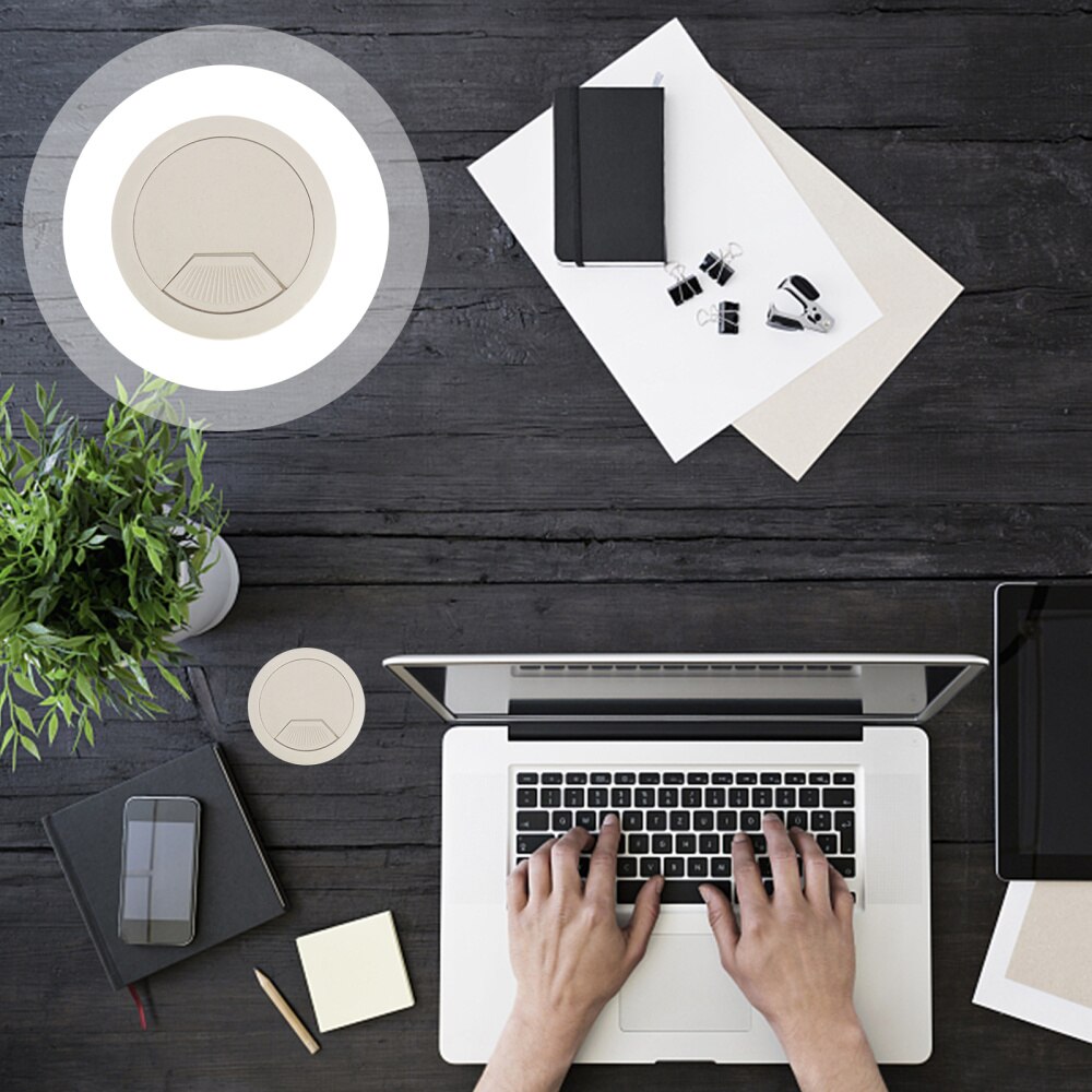 10pcs Office PC Computer Desk Grommet Cable Hole Cover 50mm Diameter (Grey white)