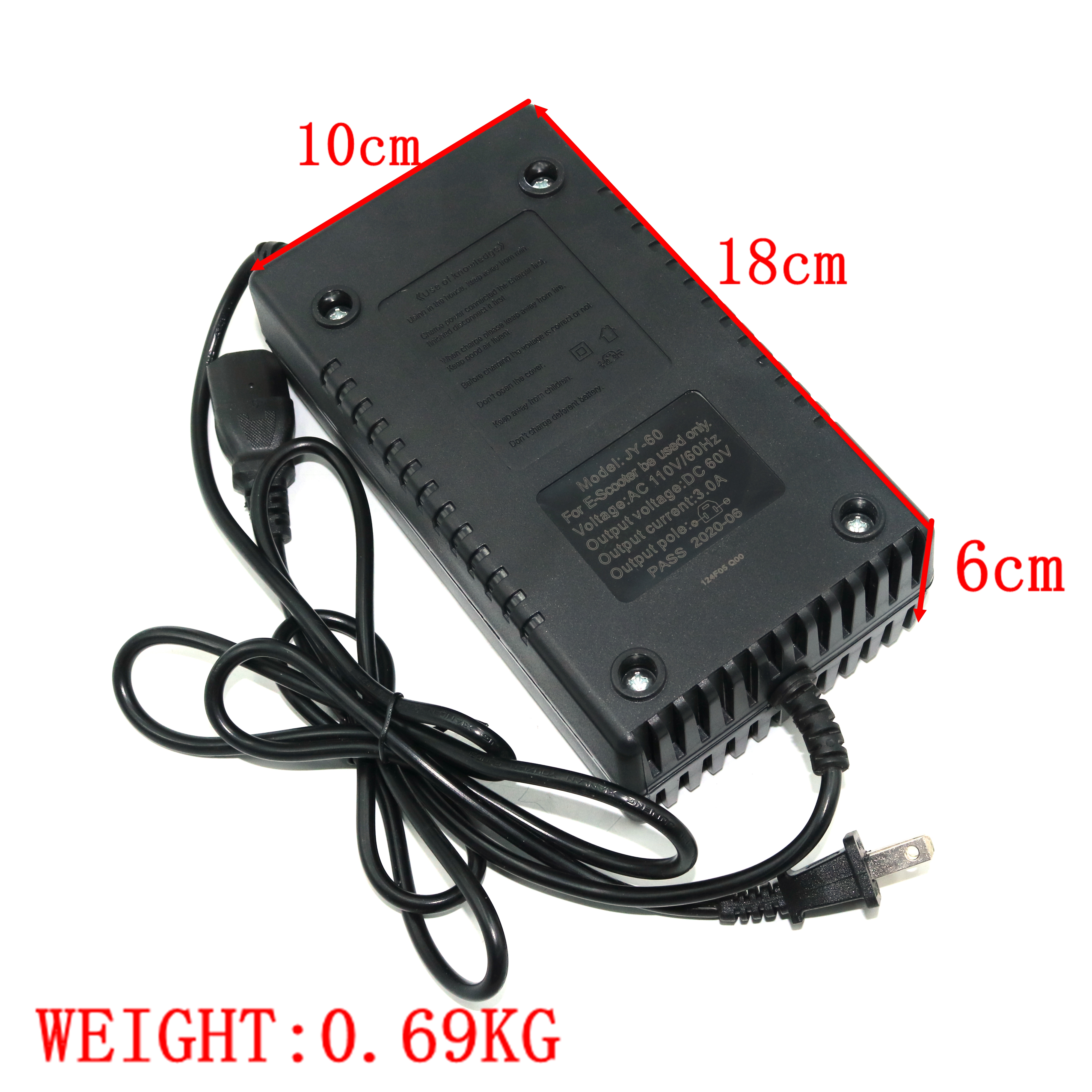EVFITTING 110VAC 36V/48V/60V/72V 3A(amp) Electric Bicycle/Scooter Charger/Lead Acid Battery Charger