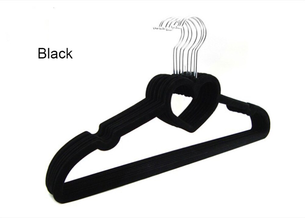10pc/lot Heart Shaped Plastic Velvet Hangers Non-Slip Clothes Hanger with 360 Degree Swivel Hook Kleding Organizer Cabide Veludo