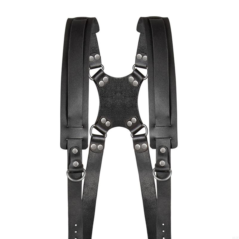 Correa para cámara, accesorios fotografía para cámaras, arnés cuero con doble hombro, remaches cuero, tirantes para cámara